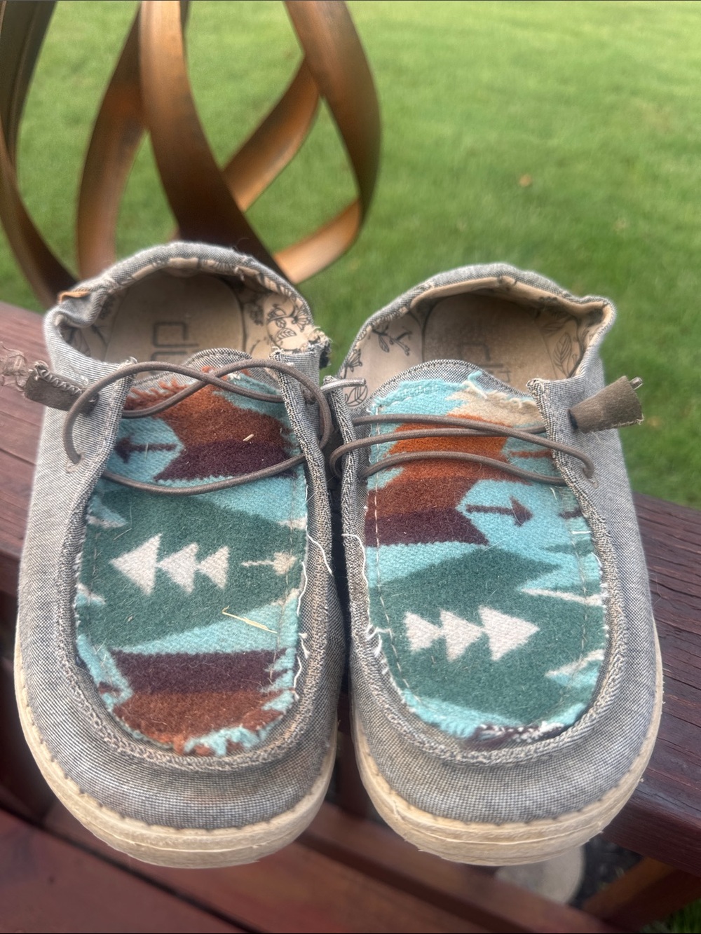 Hey Dude Women's Custom Pendleton in Teal, Brown & Gray Aztec